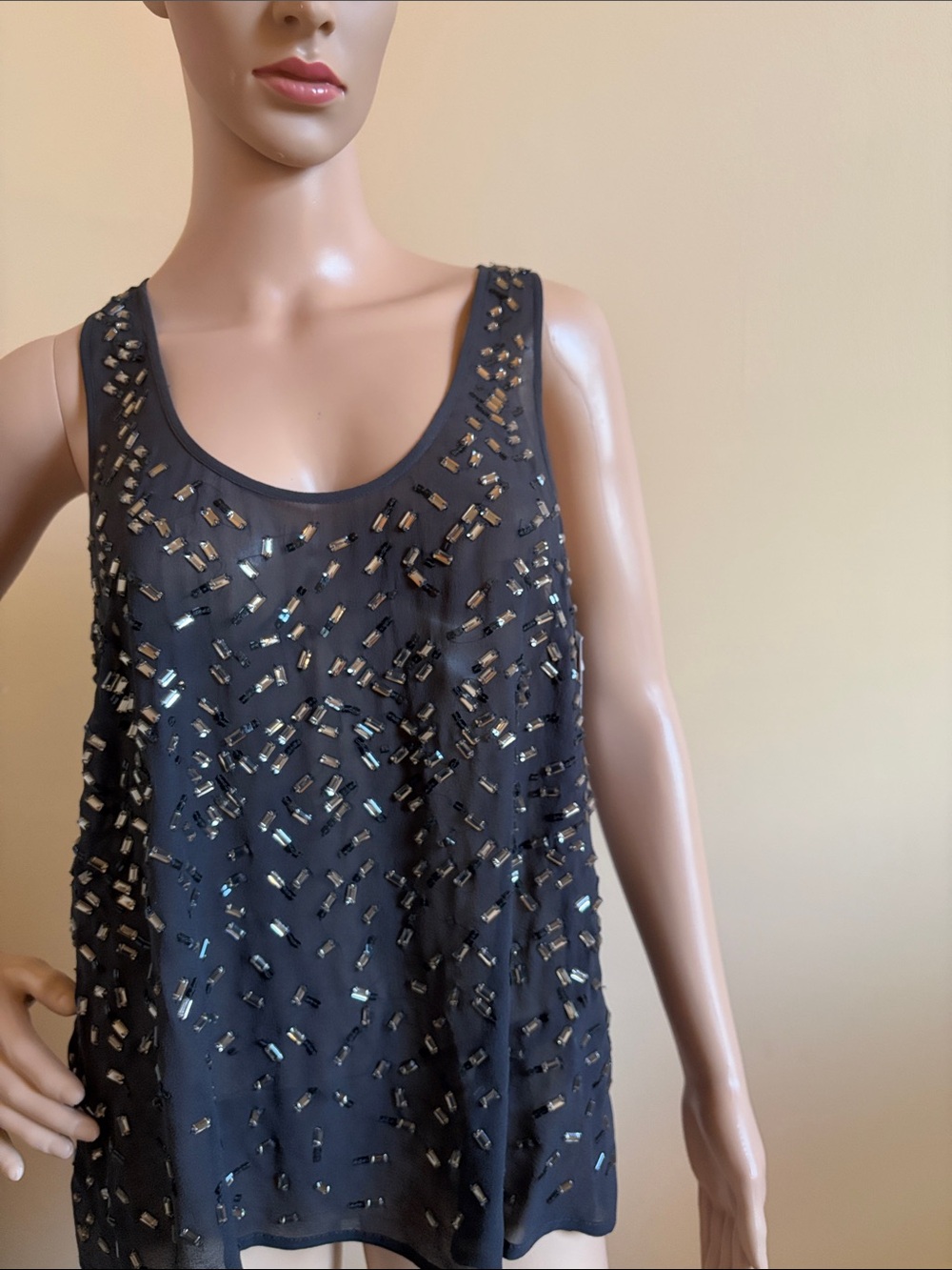 Joie Black Silk Beaded Sleeveless Top - NEW
